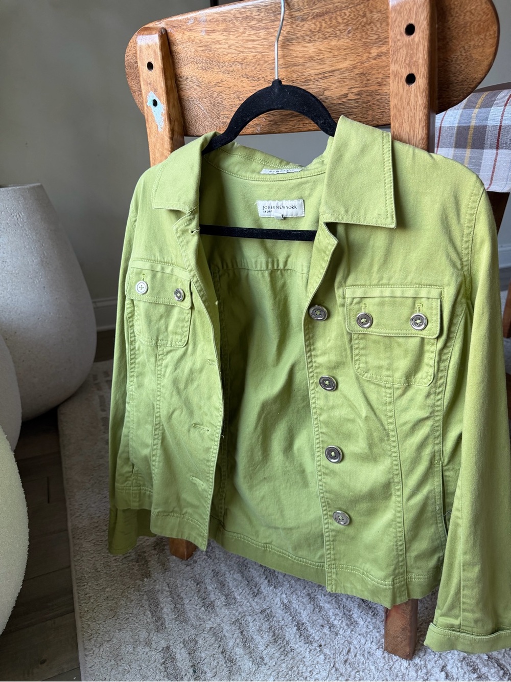 Jones New York Chartreuse Cotton Blend Jean Jacket